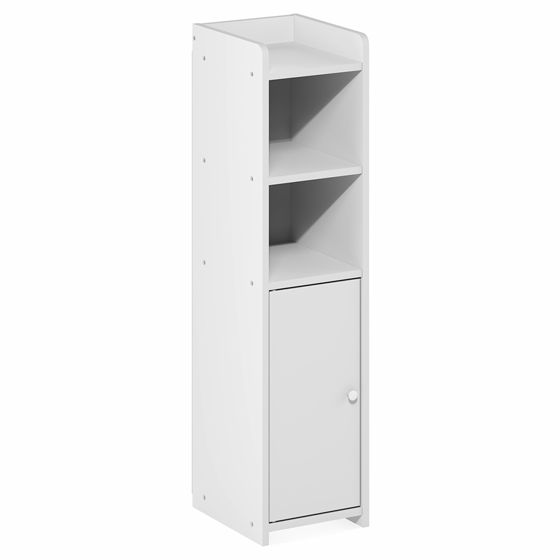 Pemberly Row 5-Tier Adjustable Narrow Bathroom Storage with Door 32H in White