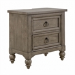 Pemberly Row 2-Drawer Nightstand with Charging Station in Taupe Finish