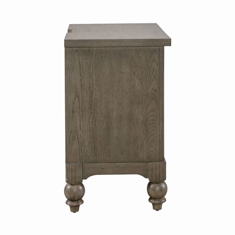 Pemberly Row 2-Drawer Nightstand with Charging Station in Taupe Finish