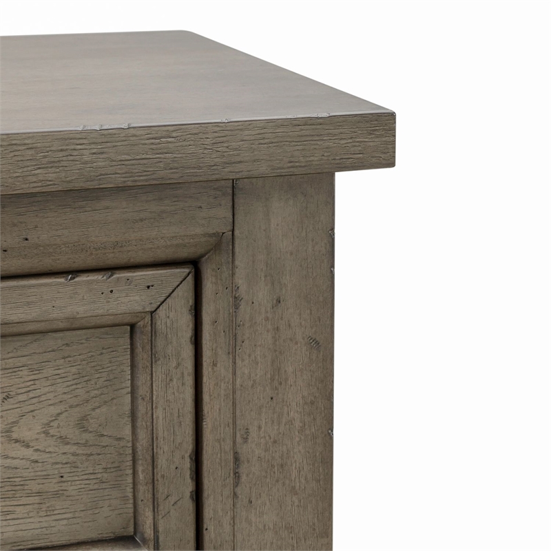 Pemberly Row 2-Drawer Nightstand with Charging Station in Taupe Finish