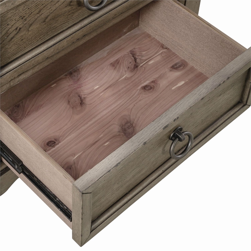 Pemberly Row 2-Drawer Nightstand with Charging Station in Taupe Finish