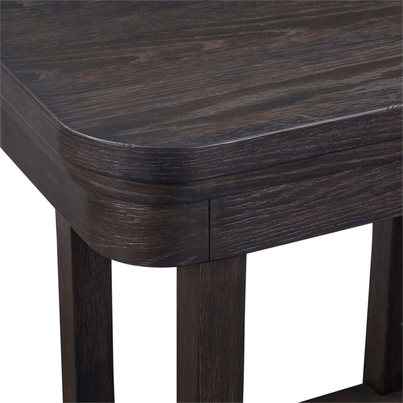 Pemberly Row Living Room Chairside Table with Storage Shelf in Peppercorn