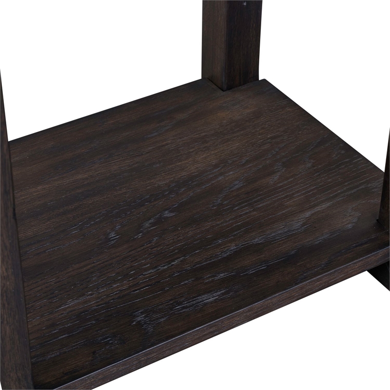 Pemberly Row Living Room Chairside Table with Storage Shelf in Peppercorn