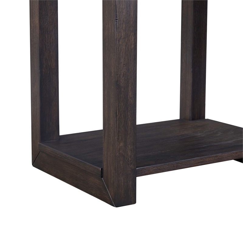 Pemberly Row Living Room Chairside Table with Storage Shelf in Peppercorn