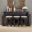 Pemberly Row 4 Piece Charging Console Table Set with 3 Stools in Peppercorn