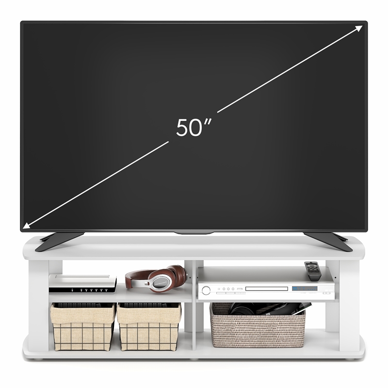 Pemberly Row 3-Tier TV Center Soft Edges for TV up to 50 Inch in White
