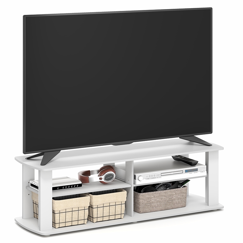 Pemberly Row 3-Tier TV Center Soft Edges for TV up to 50 Inch in White