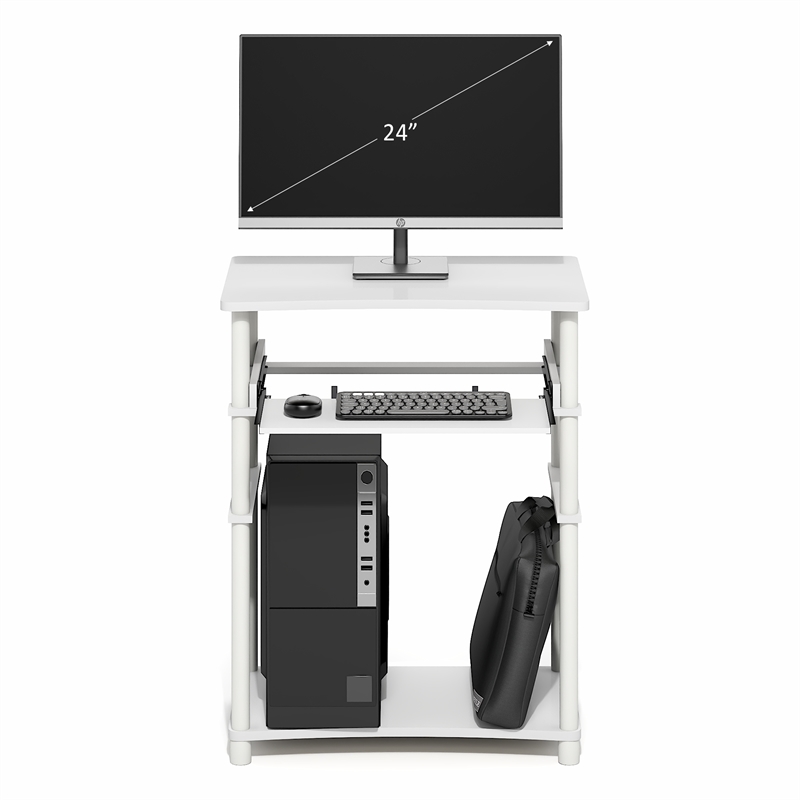Pemberly Row 23.6 Wide Gaming Desk with Keyboard Tray in White