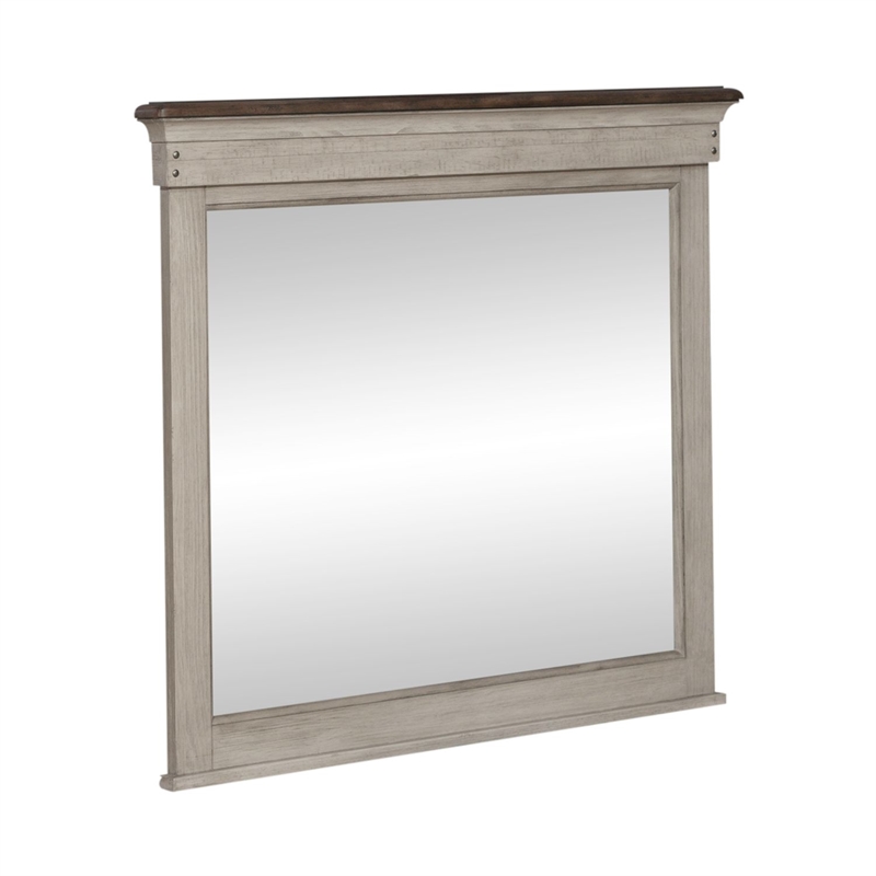 Pemberly Row Landscape Mirror with Beveled Edge in Weathered Linen
