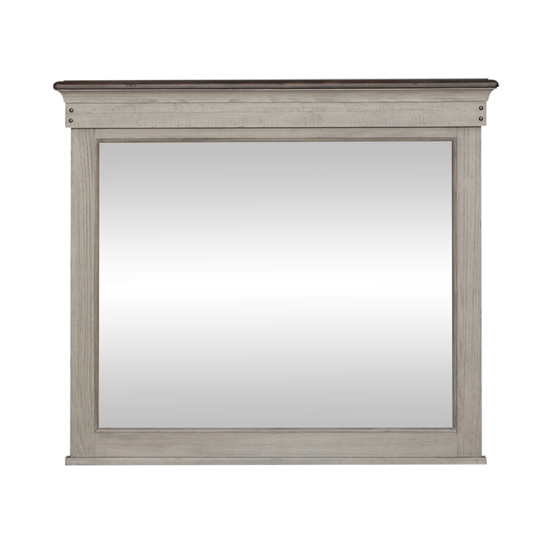 Pemberly Row Landscape Mirror with Beveled Edge in Weathered Linen