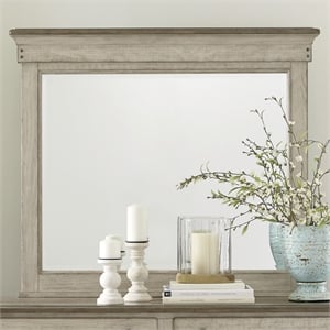 Pemberly Row Landscape Mirror with Beveled Edge in Weathered Linen