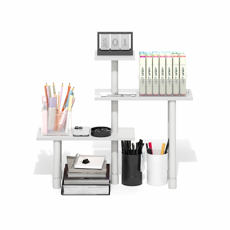 Pemberly Row 3-Tier Adjustable Desktop Organizer Toolless in White