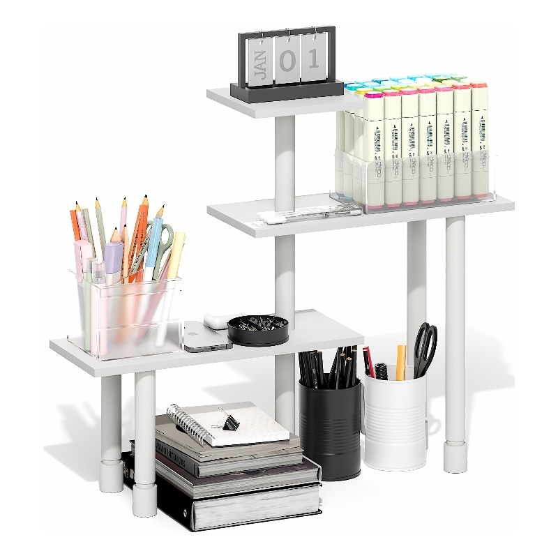 Pemberly Row 3-Tier Adjustable Desktop Organizer Toolless in White