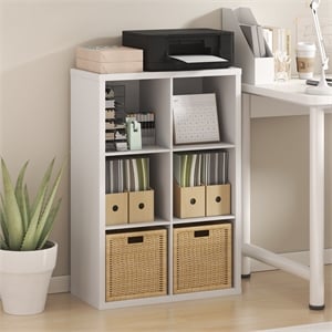 Pemberly Row 6-Cube Extra Thick Frame Reversible Closed Back Bookcase in White