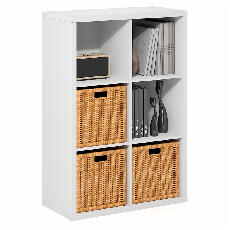 Pemberly Row 6-Cube Extra Thick Frame Reversible Closed Back Bookcase in White