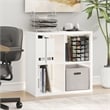 Pemberly Row LED Lights 4-Cube Reversible Extra Thick Frame Bookcase in White