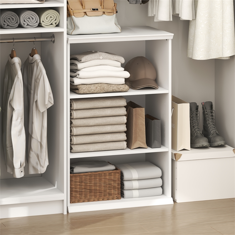 Pemberly Row 3-Tier Stackable Adjustable Shelves Closet Organizer in White