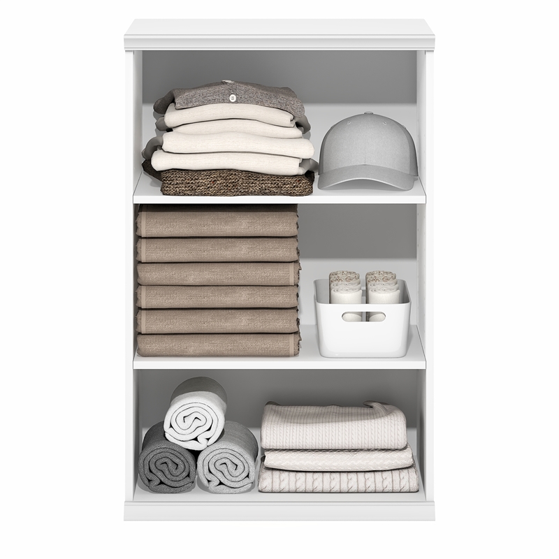 Pemberly Row 3-Tier Stackable Adjustable Shelves Closet Organizer in White