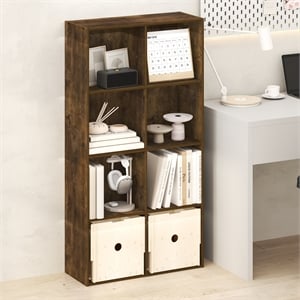 Pemberly Row 8-Cube Open Shelves Bookcase 9.5 x 24.6 x 47 in Amber Pine