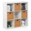 Pemberly Row 9-Cube Extra Thick Frame Reversible Closed Back Bookcase in White