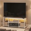 Pemberly Row 3-Tier LED No Tools TV Stand for TV up to 50 Inch in White