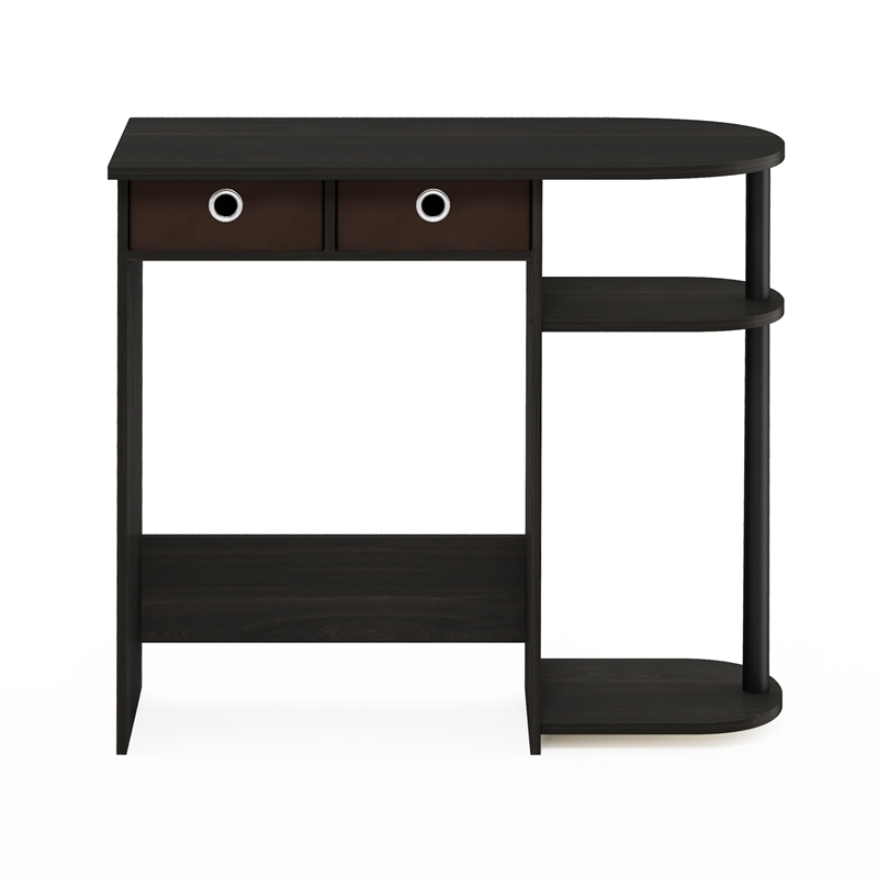 Pemberly Row 32-Inch Console Table 2 Fabric Drawers Open Shelves in Espresso