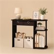 Pemberly Row 32-Inch Console Table 2 Fabric Drawers Open Shelves in Espresso
