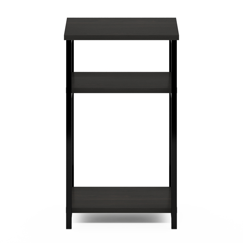 Pemberly Row 3-Tier Metal Frame Nightstand Open Shelves End Table in Espresso