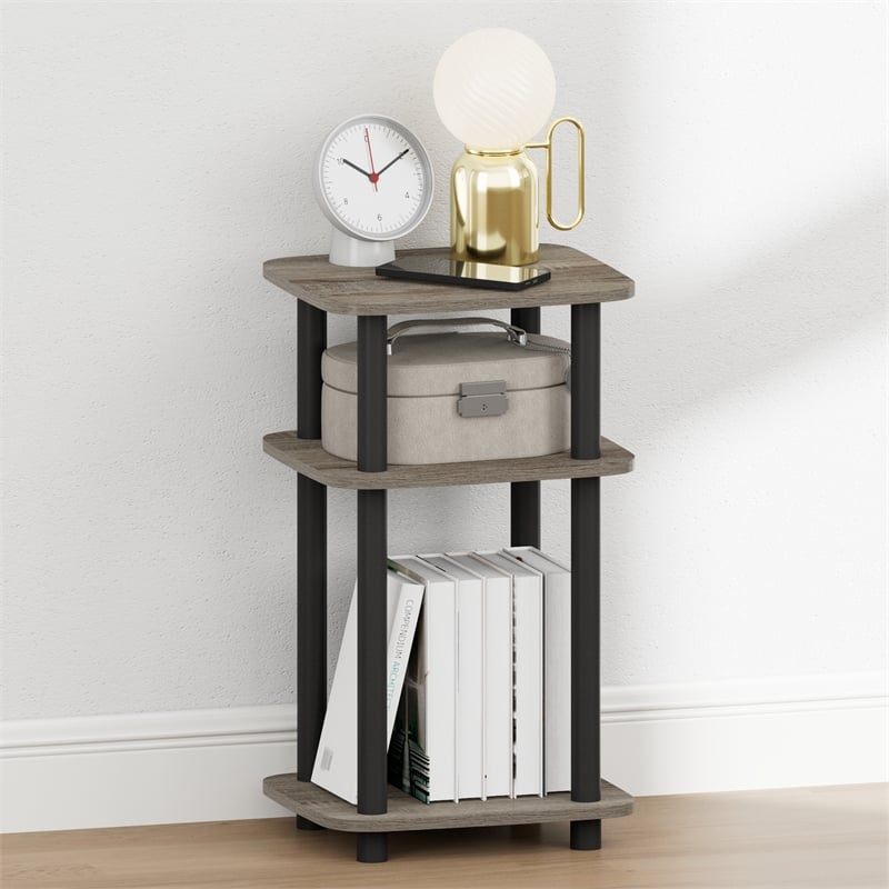 Pemberly Row 3-Tier Turn-N-Tube Nightstand Round Curve Corner in French Oak