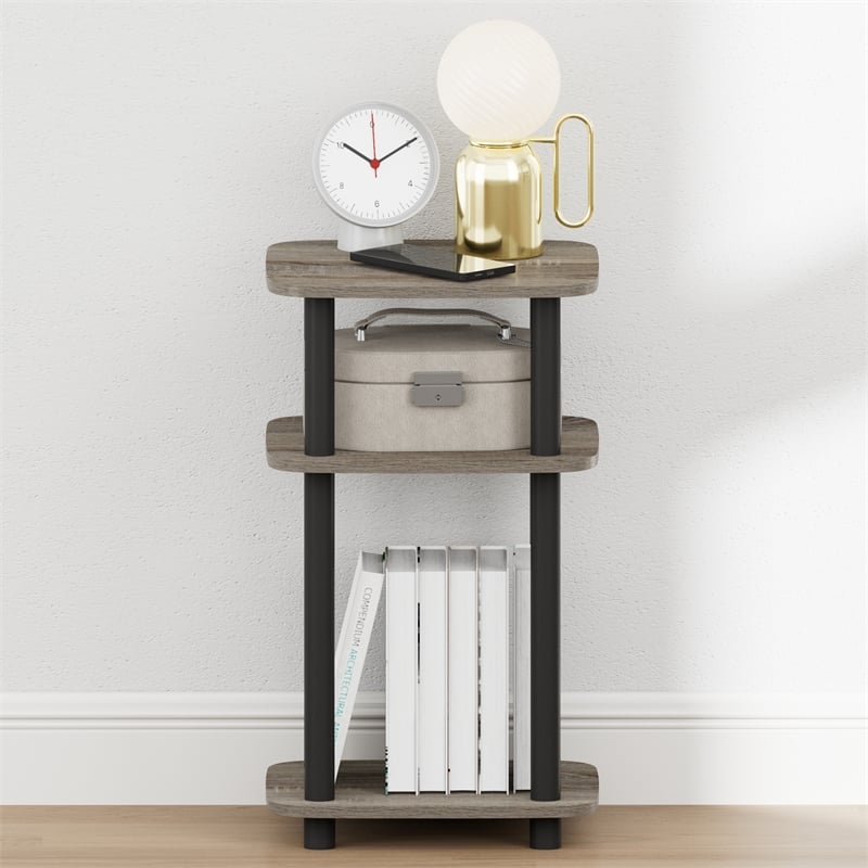 Pemberly Row 3-Tier Turn-N-Tube Nightstand Round Curve Corner in French Oak
