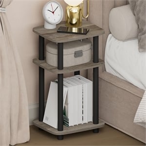 Pemberly Row 3-Tier Turn-N-Tube Nightstand Round Curve Corner in French Oak