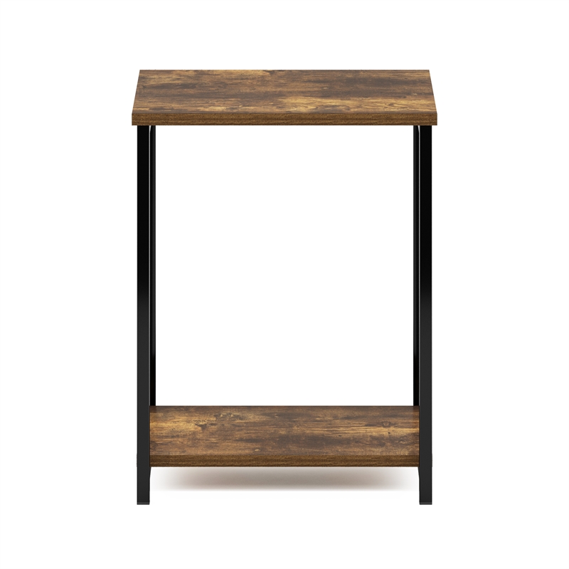 Pemberly Row 2-Tier Metal Frame Open Nightstand End Table in Amber Pine