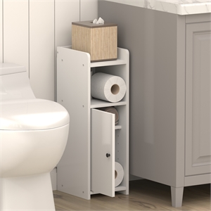 Pemberly Row 4-Tier Adjustable Narrow Bathroom Storage with Door 24H in White