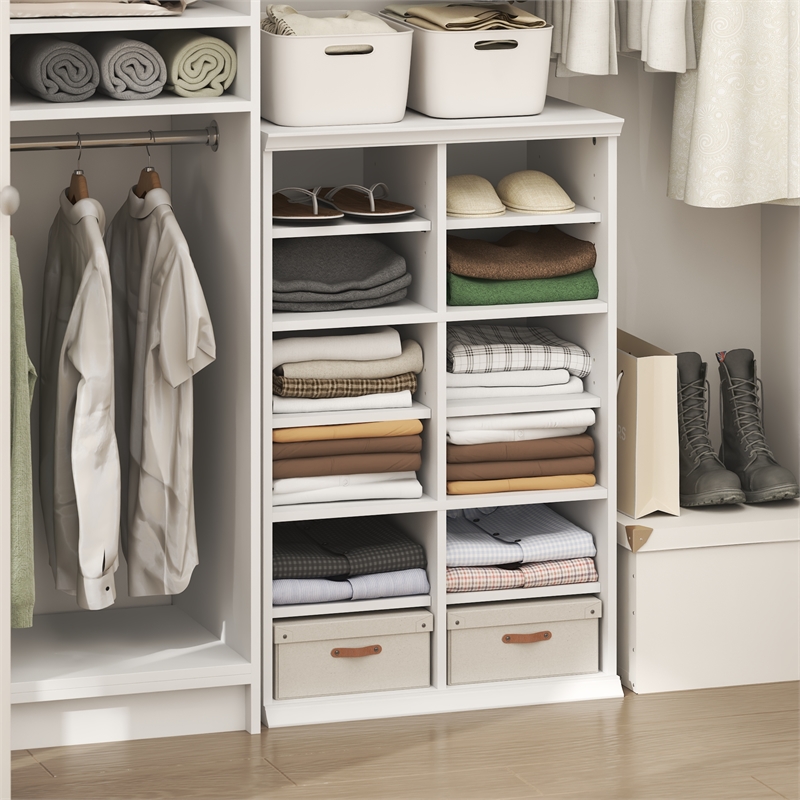 Pemberly Row 12-Cube Stackable Adjustable Open Shelf Closet Organizer in White
