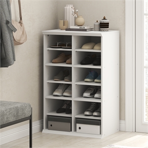 Pemberly Row 12-Cube Stackable Adjustable Open Shelf Closet Organizer in White