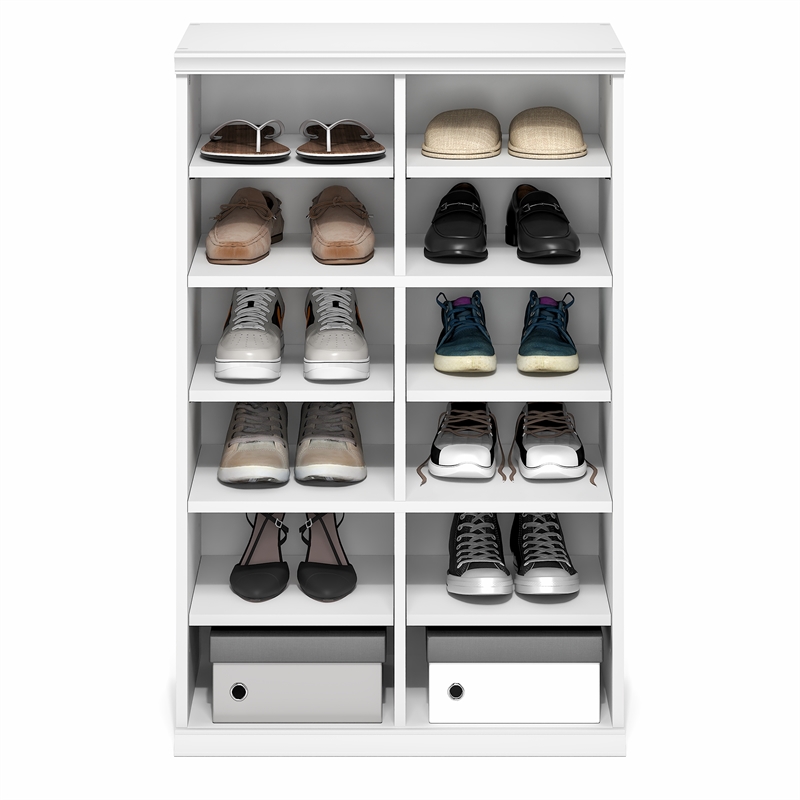 Pemberly Row 12-Cube Stackable Adjustable Open Shelf Closet Organizer in White