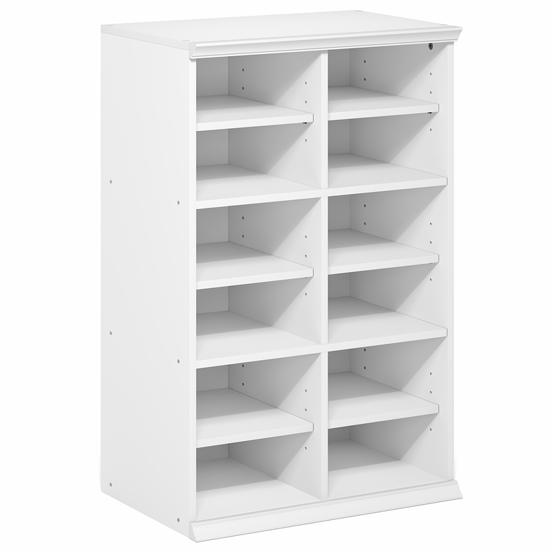 Pemberly Row 12-Cube Stackable Adjustable Open Shelf Closet Organizer in White