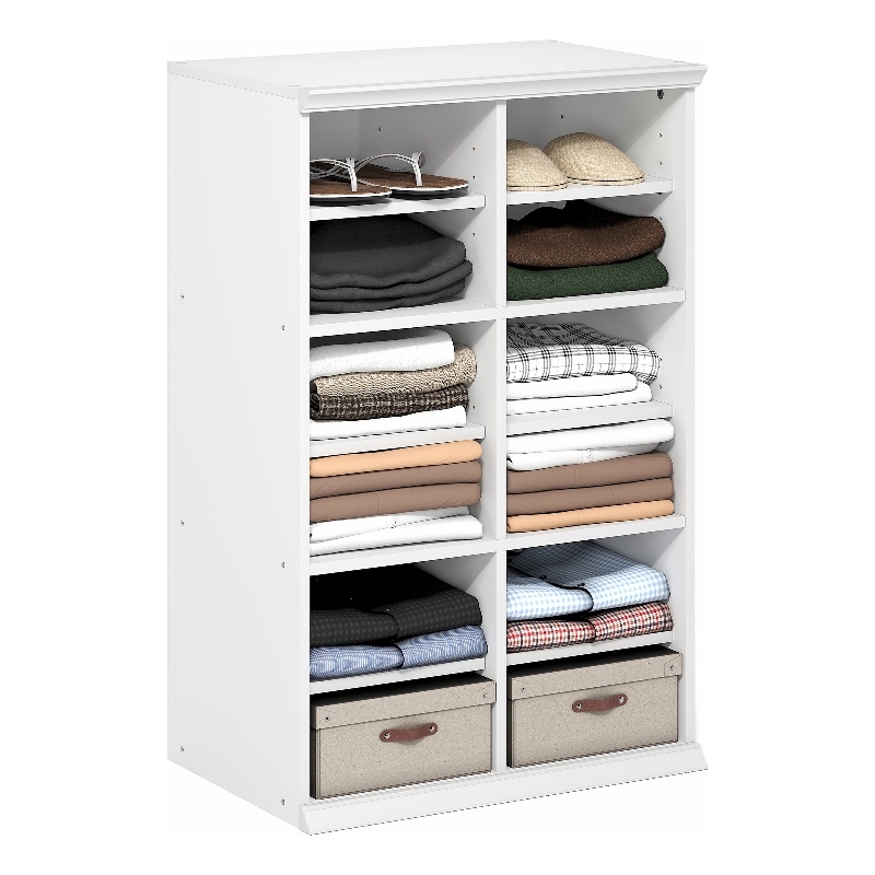Pemberly Row 12-Cube Stackable Adjustable Open Shelf Closet Organizer in White