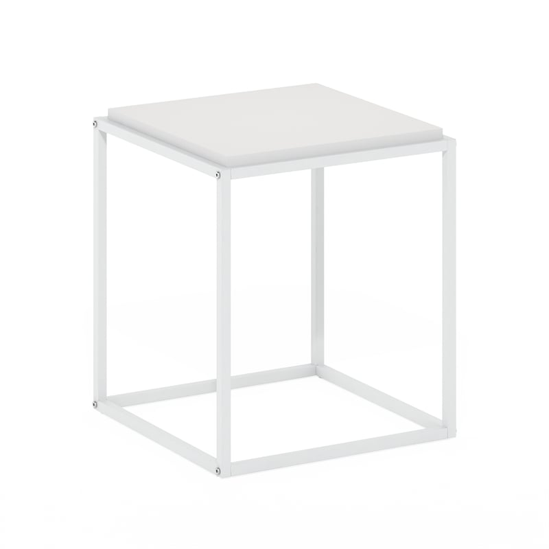 Pemberly Row 1-Tier Stackable Metal Frame Nightstand End Table in Solid White