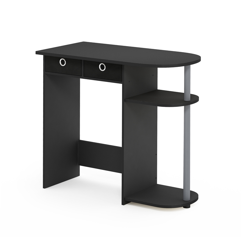 Pemberly Row 32-Inch Console Table 2 Fabric Drawers Open Shelves in Black