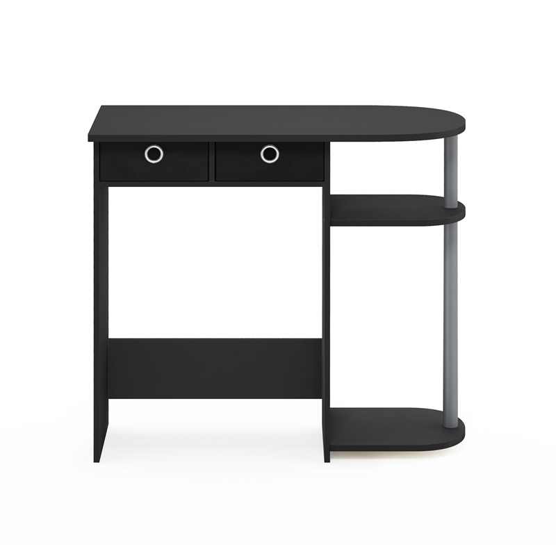 Pemberly Row 32-Inch Console Table 2 Fabric Drawers Open Shelves in Black