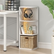 Pemberly Row 3-Tier Corner LED Lights Open Shelves Bookcase in White