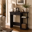 Pemberly Row 32-Inch Console Table 2 Fabric Drawers Open Shelves in Dark Walnut