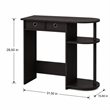 Pemberly Row 32-Inch Console Table 2 Fabric Drawers Open Shelves in Dark Walnut