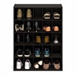 Pemberly Row 25-Cube Stackable Shoe Rack for Closet Entryway in Black Dark Oak