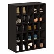 Pemberly Row 25-Cube Stackable Shoe Rack for Closet Entryway in Black Dark Oak