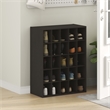 Pemberly Row 25-Cube Stackable Shoe Rack for Closet Entryway in Black Dark Oak