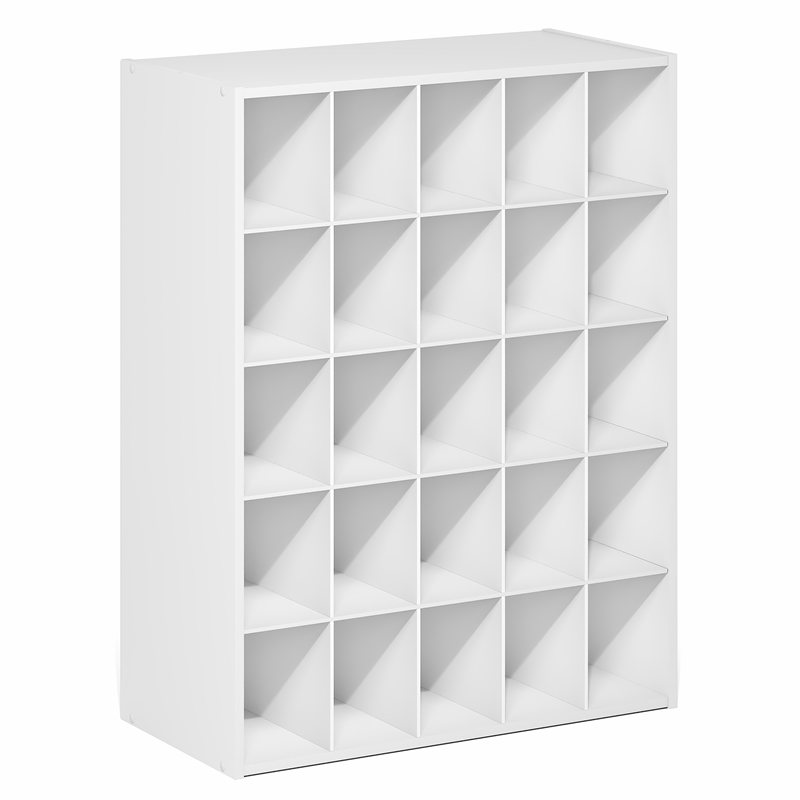 Pemberly Row 25-Cube Stackable Shoe Rack for Closet Entryway in White