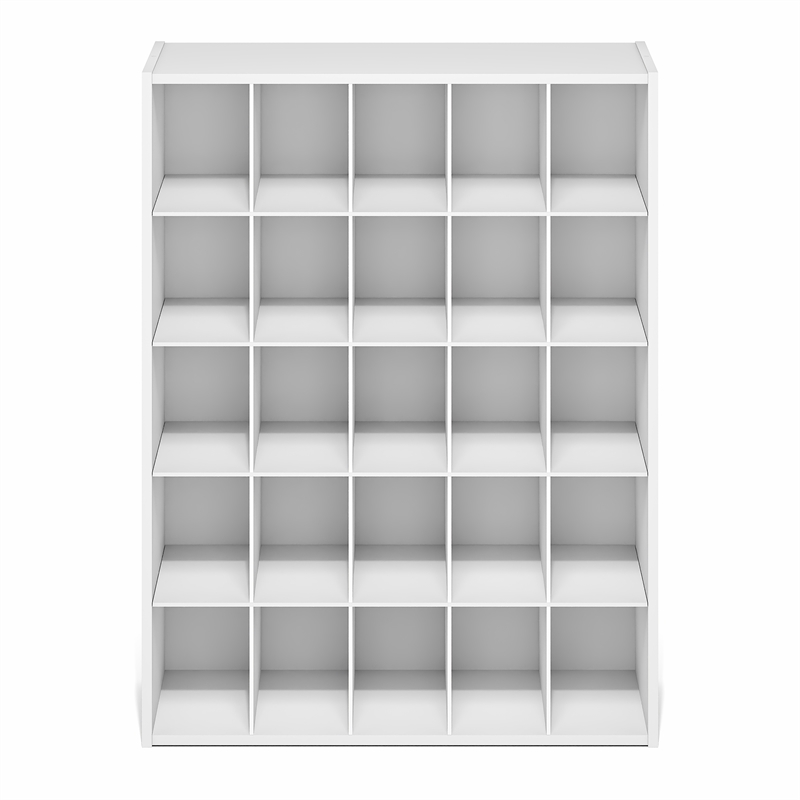 Pemberly Row 25-Cube Stackable Shoe Rack for Closet Entryway in White