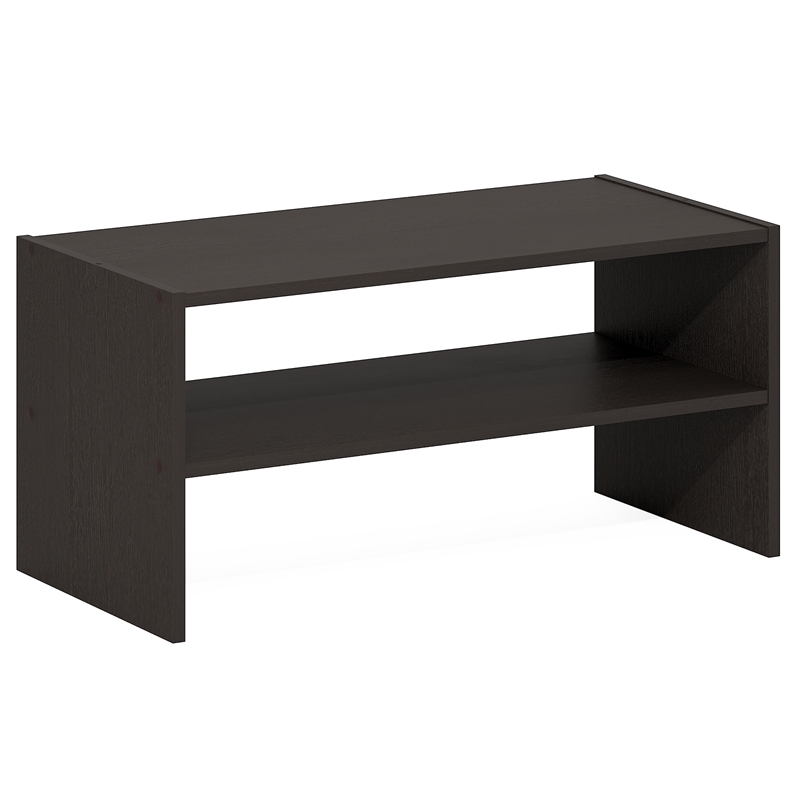 Pemberly Row 24-Inch Stackable Shoe Rack for Closet Entryway in Black Dark Oak